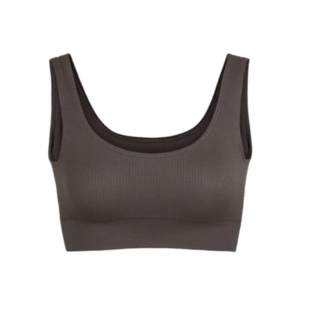 SKIMS Stretch Rib Scoop Bralette + Brief - Soot - L/XL - Picture 5 of 6